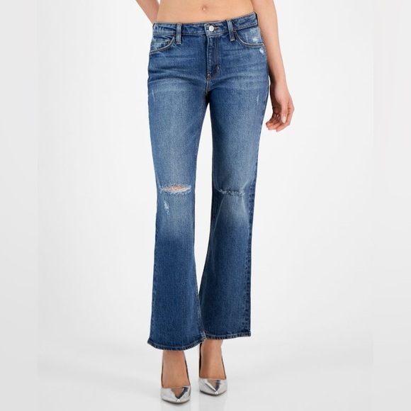 NWT Guess Women's Distressed Faded SEXY Boot Jeans - FIVE FLOWER Size 30 X 30 - Picture 1 of 3